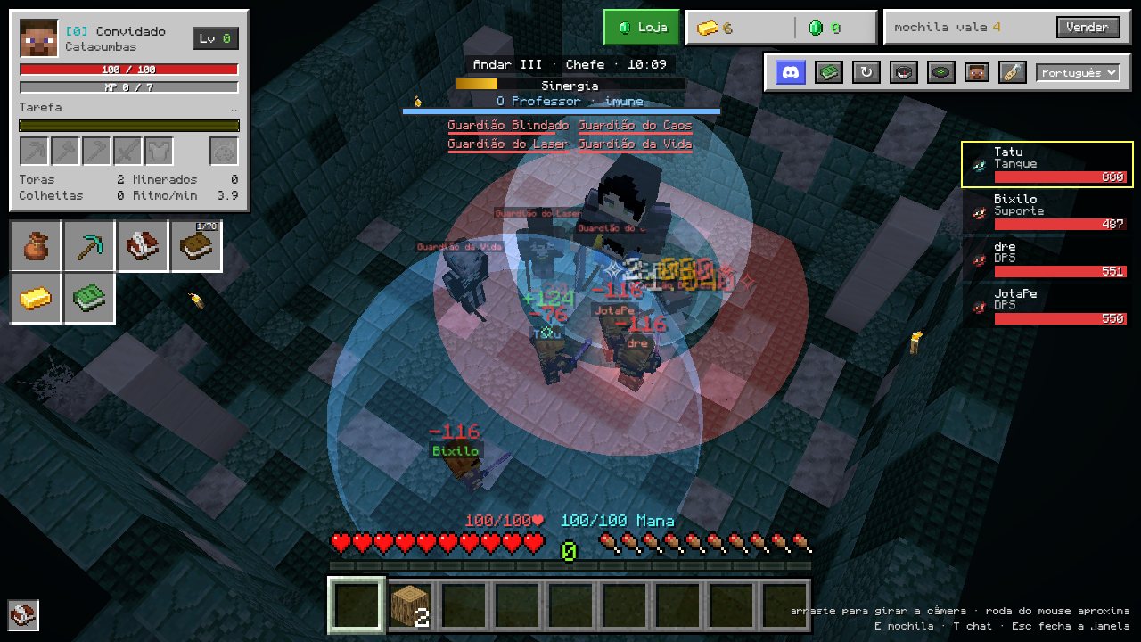 Andar III: o Professor imune, com os quatro Guardiões