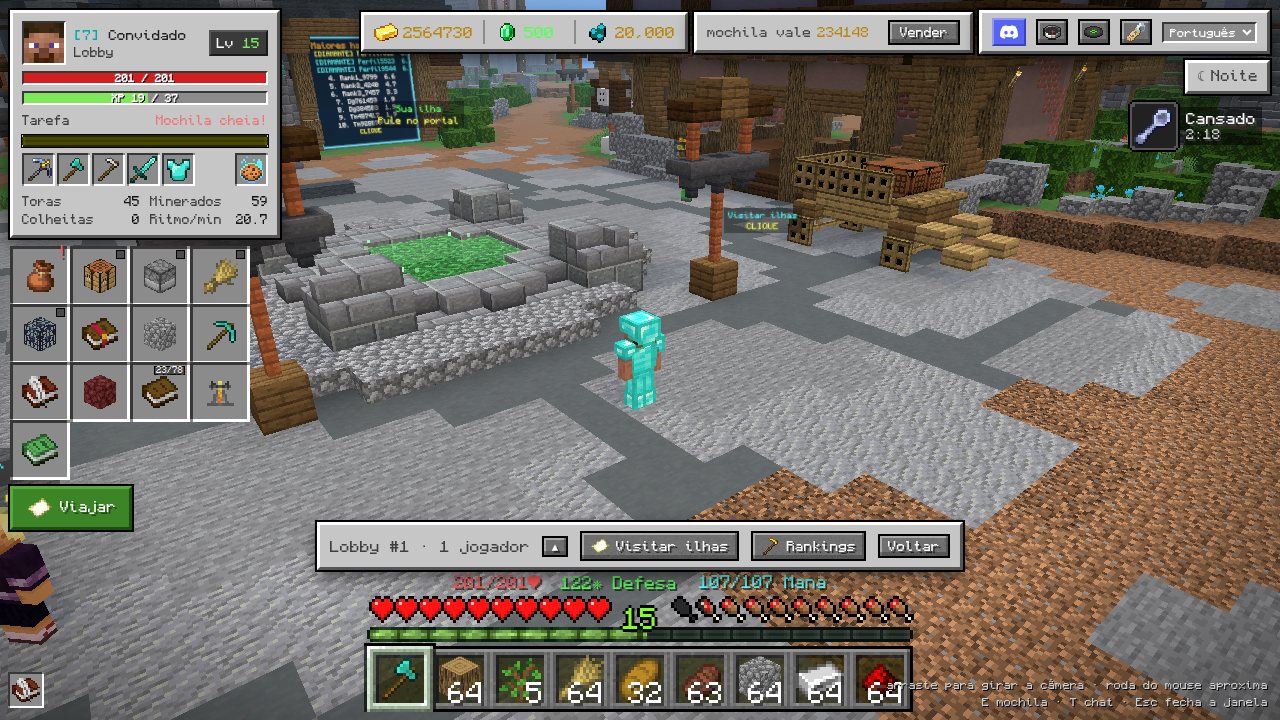 O lobby, onde ficam os NPCs e os outros jogadores